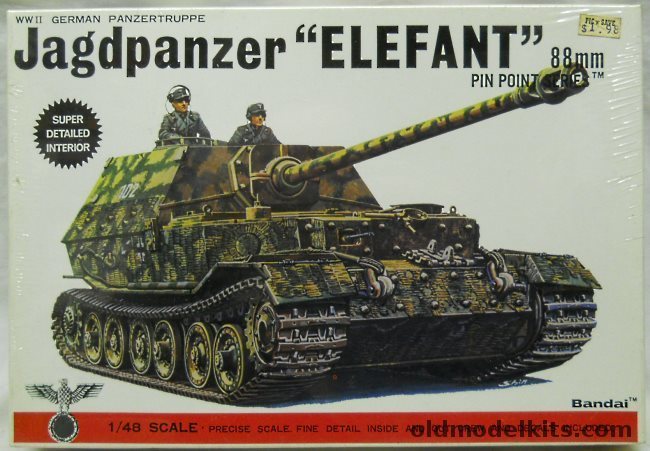 Bandai 1/48 Panzer Jager Tiger 88mm Pak 43 Elefant Sd.Kfz.184, 8269 plastic model kit